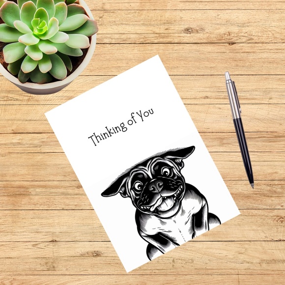 Whimsical Boxer Dog Blank Notecards with Peel and Stick Envelopes - Picture 2 of 10